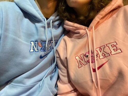 Custom Embroidered Stitch and Angel Matching Hoodies Sweatshirts For Couples photo review